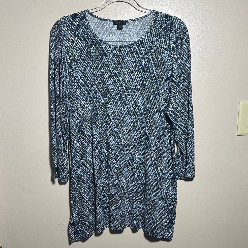 J. Jill Wearever‎ Large Blue White Printed Tunic Top